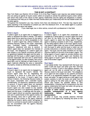 New York Real Estate Agency Relationship Disclosure