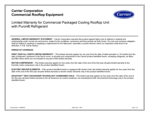 Carrier Rooftop Unit Limited Warranty