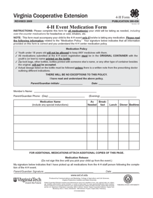 4-H Event Medication Form