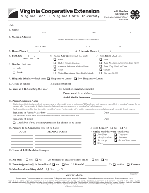 4-H Member Enrollment Form