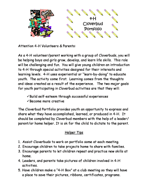 4-H Cloverbud Portfolio Template