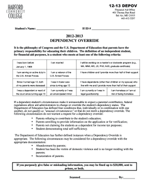 Dependency letter - fafsa dependency override letter example