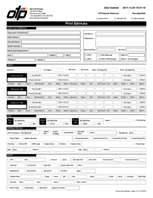 Print Estimate Form