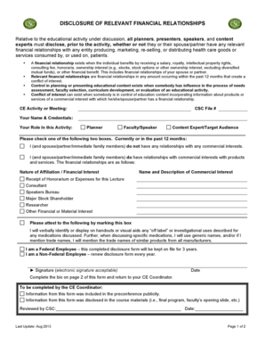 Disclosure of Relevant Financial Relationships Form