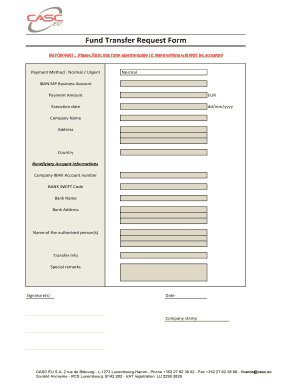 Fund Transfer Request Form