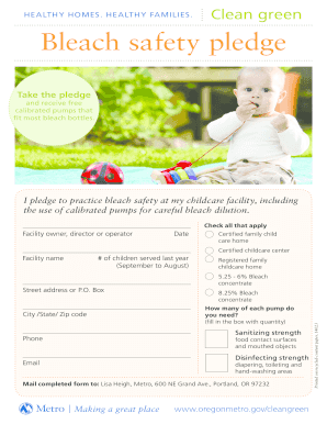 Bleach Safety Pledge Form