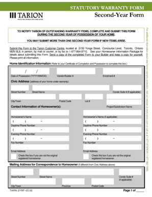 Statutory Warranty for Second-Year Form