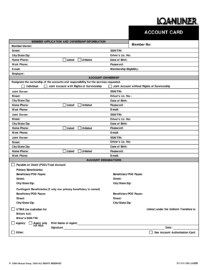Credit Union Account Application Form