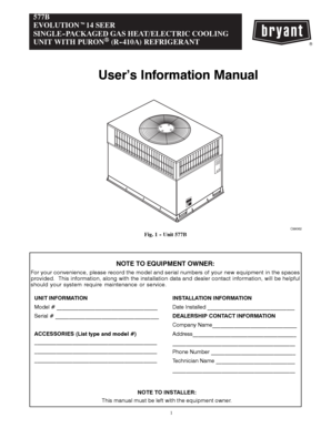 577B Gas Heat Electric Cooling Unit Manual