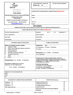 Formulier voor het aanvragen van influenzaonderzoek