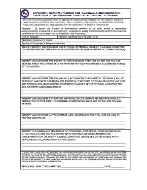 Employee Request for Reasonable Accommodation