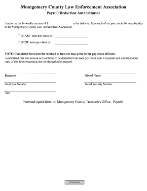 Montgomery County Payroll Deduction Authorization