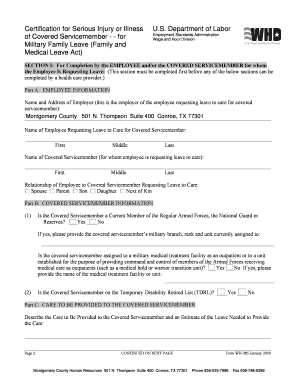 Certification for Serious Injury or Illness of Covered Servicemember