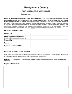 Montgomery County Position Description Questionnaire