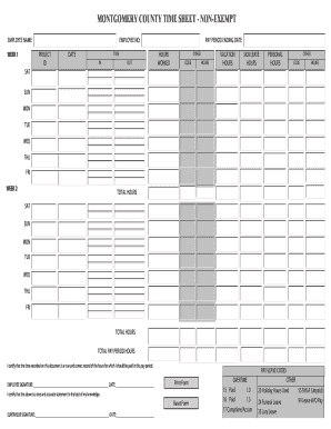 Montgomery County Time Sheet - Non-Exempt
