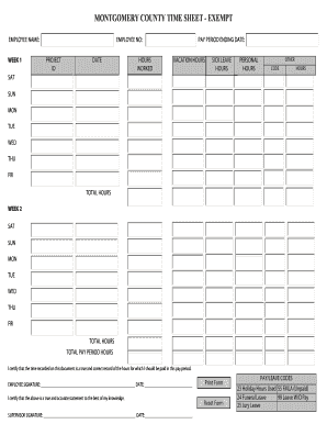 Montgomery County Exempt Employee Time Sheet