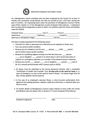 Employee Request for Family Leave