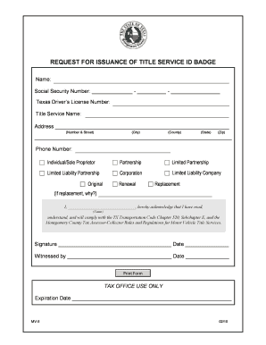 Texas Title Service ID Badge Application
