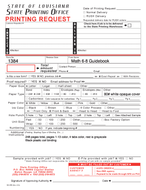 Louisiana State Printing Request Form