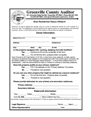 Boat Residential Status Affidavit