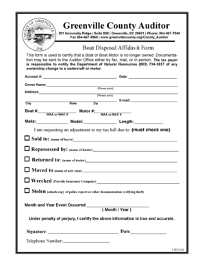 Boat Disposal Affidavit Form