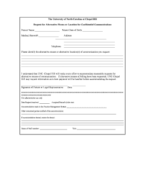 Request for Alternative Means or Location for Confidential Communications