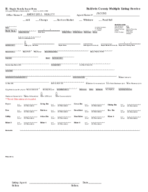 Baldwin County Single Family Real Estate Listing Form