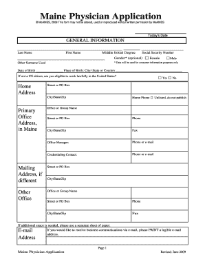 Maine Physician Application