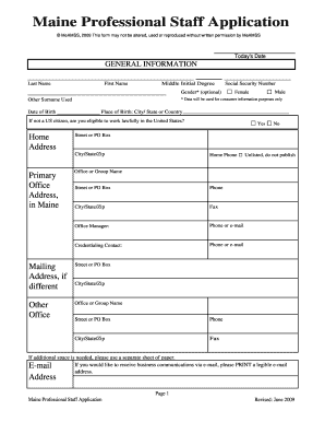 Maine Uniform Professional Staff Application