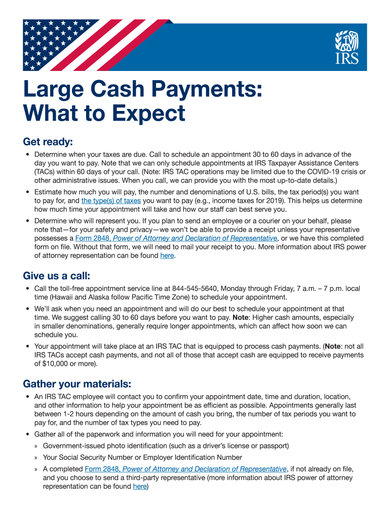 Publication 5436 (EN-SP) (8-2020). Large Cash Payments Preview on Page 1