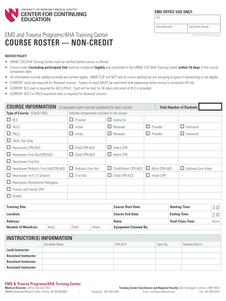 unmc aha course roster non credit Preview on Page 1