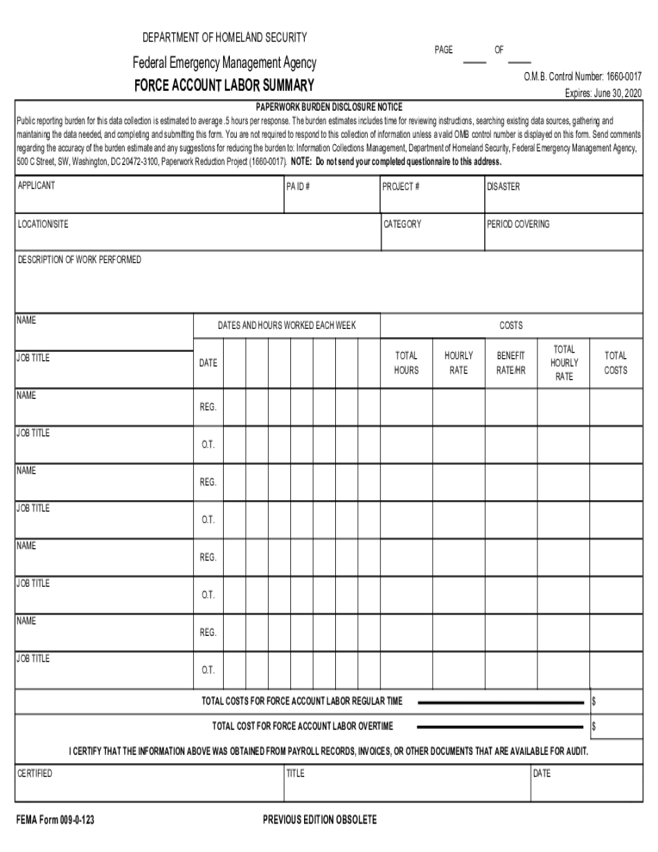 Fema Form 009 0 1 - Fill Out And Sign Printable PDF Template