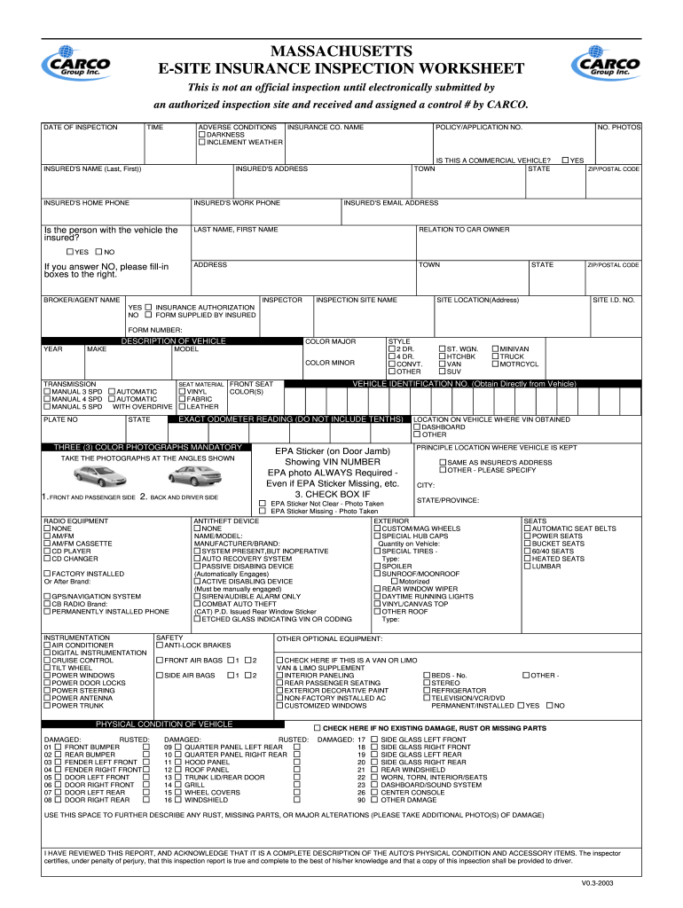 Carco Inspection Form Fill Online, Printable, Fillable, Blank pdfFiller