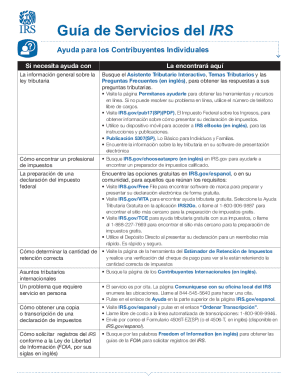 Publication 5136-A (SP) (4-2020). IRS Services Guide - Help for Individual Taxpayers (Spanish Version)