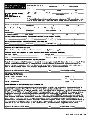 MINOR HEALTH FORM