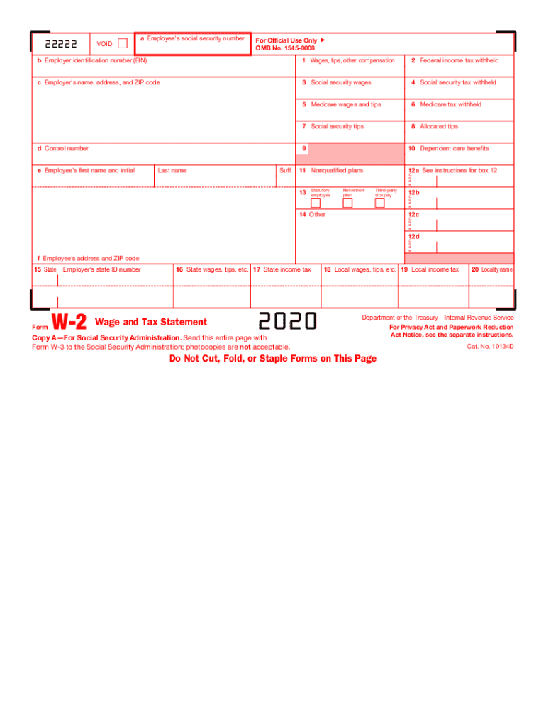 2020 Form Irs W 2 Fill Online Printable Fillable Blank Pdffiller
