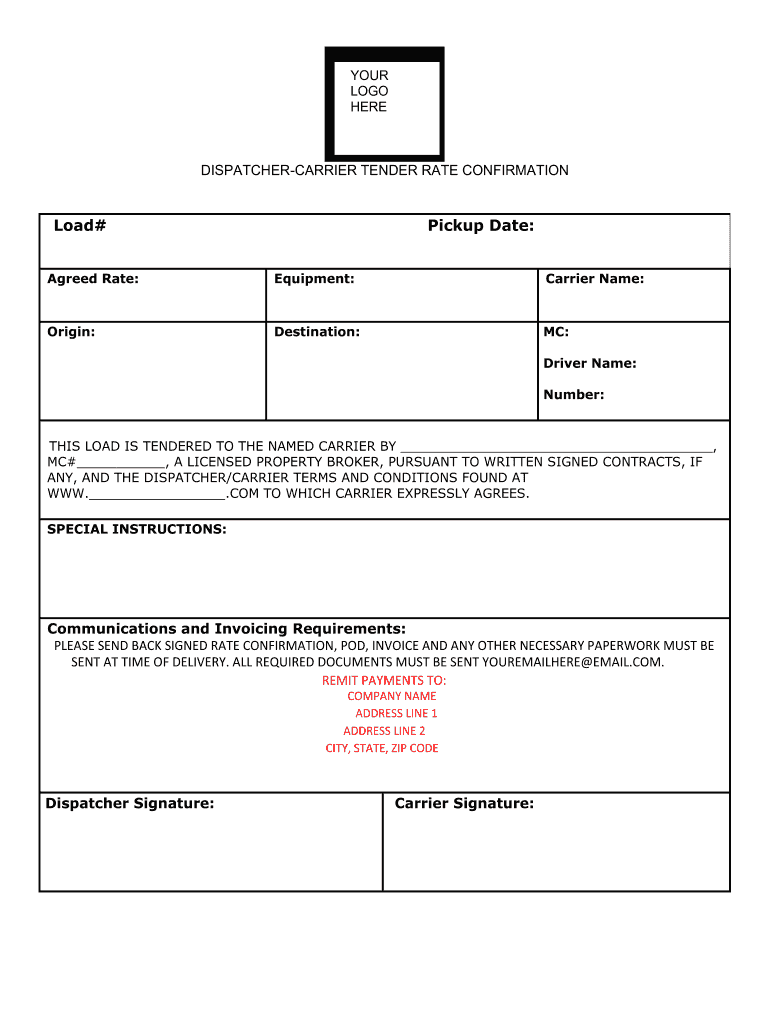 Rate Confirmation Template