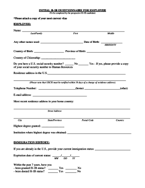 H-1b employee checklist &amp; questionnaire - Texas Tech ...