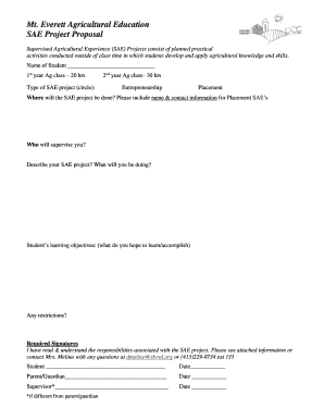 Mt. Everett Agricultural Education SAE Project Proposal