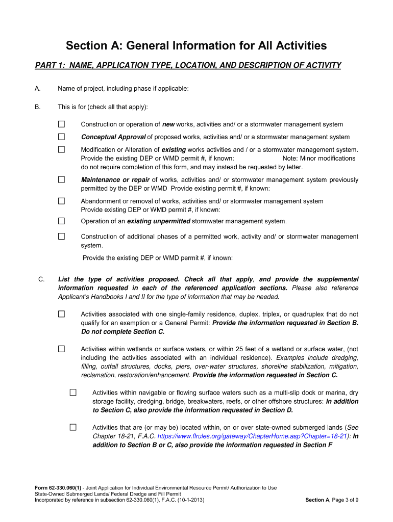 Fillable Online and the Environmental Resource Permit Applicants