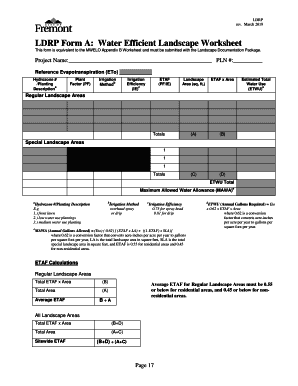 Fillable Online LDRP Form A: Water Efficient Landscape Worksheet Fax