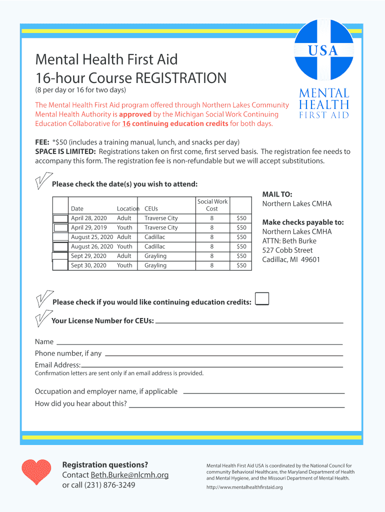 Northern Lakes Community Mental Health First Aid 16Hour