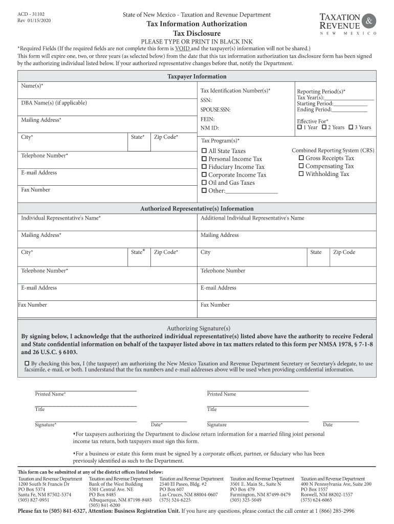 nm authorization tax form Preview on Page 1