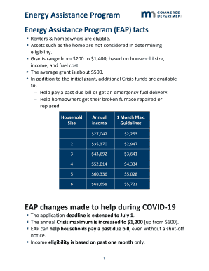 Fillable Online health minnesota Energy Assistance Program (EAP) facts ...