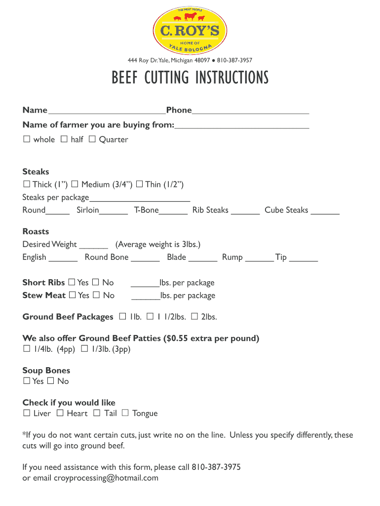 beef cutting instructions Preview on Page 1