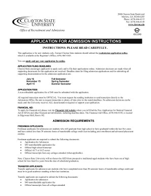 Clayton State University Printable Application