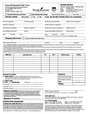 Young Living Essential Rewards Order Form