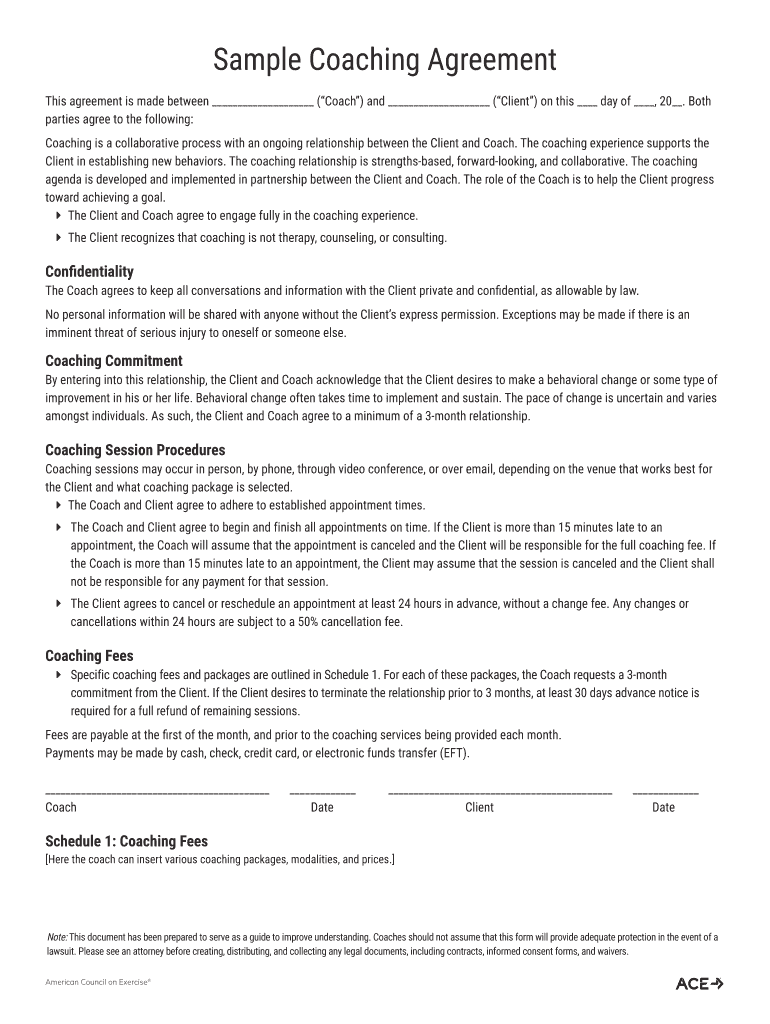 coaching contract template Preview on Page 1.
