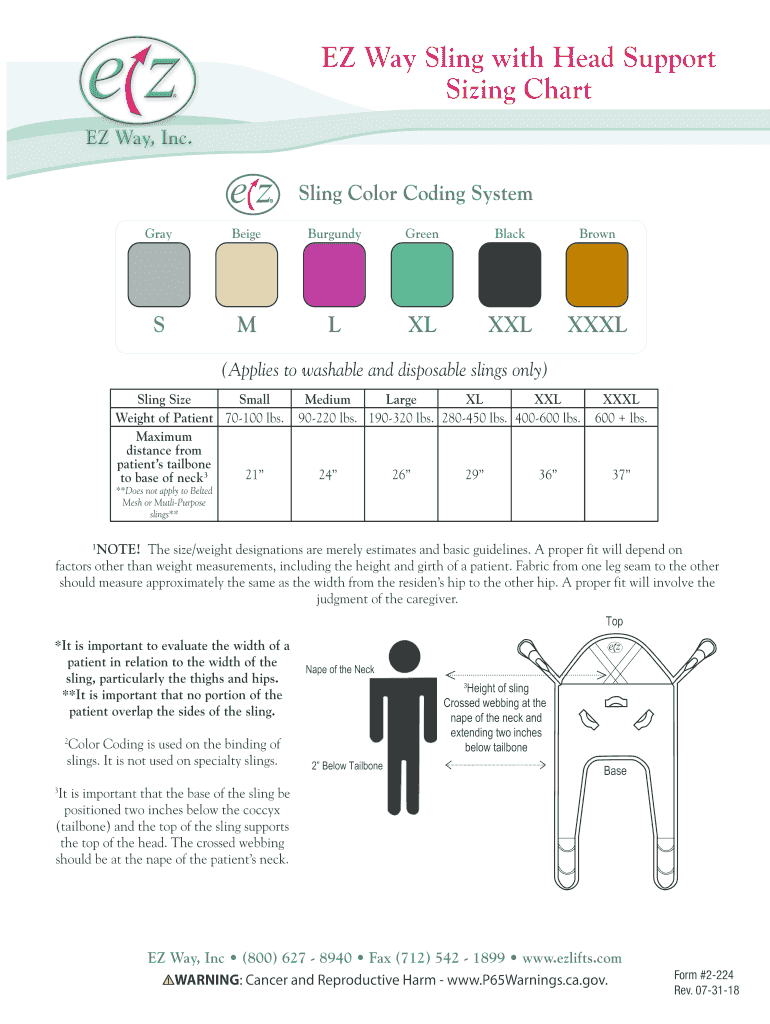 Ez Way Sling Size Chart Fill Online, Printable, Fillable, Blank