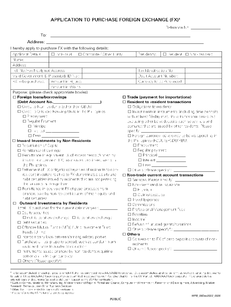 application to purchase foreign exchange Preview on Page 1.